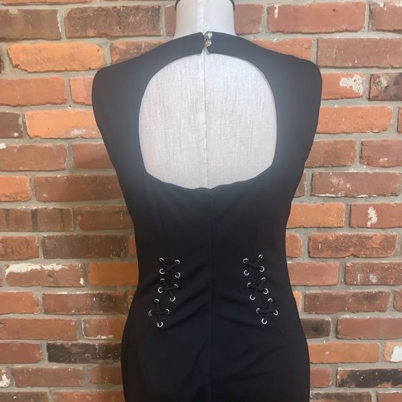Cache Womens Black Open Back Lace Up Sleeveless Dress Size 6 - Picture 5 of 7